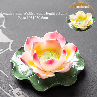 Handmade Color-Changing Lotus Flower Tea Pet – Zen Style Incense & Kung Fu Tea Accessory
