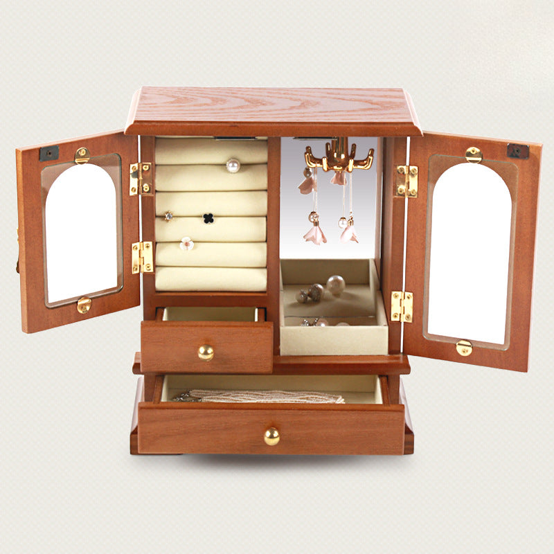 Vintage Wooden Jewelry Box - Creative Storage for Necklaces, Rings, and Earrings