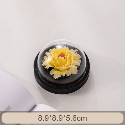 Handmade Ceramic Peony Flower Decor - Realistic Desktop & Car Ornament with Perfume Function