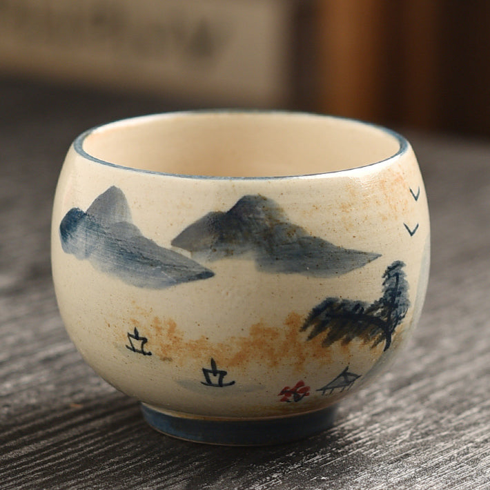Hand-Painted Owner's Tea Cup - Large Ceramic Gongfu Tea Cup (150ml, 6.5x6cm, 6 Designs Available)