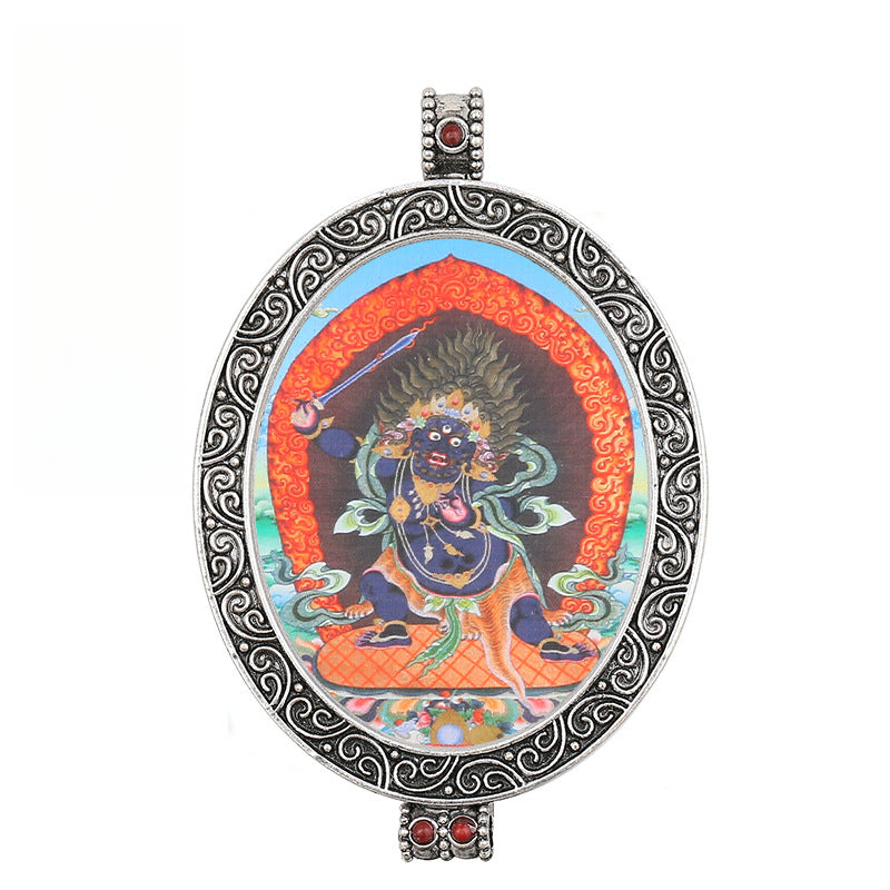 Thangka Pendant - Oval Design with Openable Micro Thangka Box