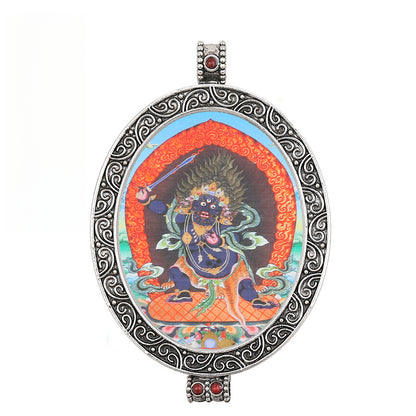 Thangka Pendant - Oval Design with Openable Micro Thangka Box