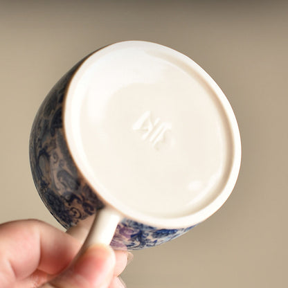 Blue & White Hanwa Teapot - Plant Ash Glaze Ceramic with Wisteria Pattern (3 Sizes: 100ml/150ml/250ml)