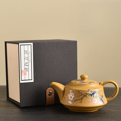 Duan Clay "Phoenix Song" Teapot - Color-Changing Purple Clay Teapot with Bird Song Effect (200ml, Two Styles)