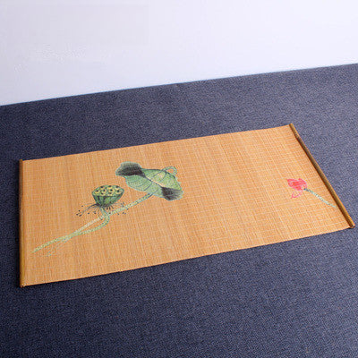 Bamboo Tea Mat Set - Waterproof 3D Printed Chinese Design (3 Sizes: 10x46cm/30x60cm/30x135cm, 6 Patterns)