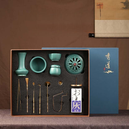 Song-style Incense Ceremony Set - Ceramic Incense Tools with Sandalwood Powder Accessories