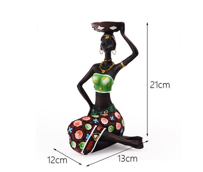 European Style Black Man Candle Holder, Resin Art Craft, Unique Cafe and Bar Decor