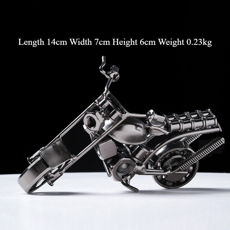 Retro Metal Motorcycle Figurine – Electroplated Iron Sculpture for Desktop & Living Room