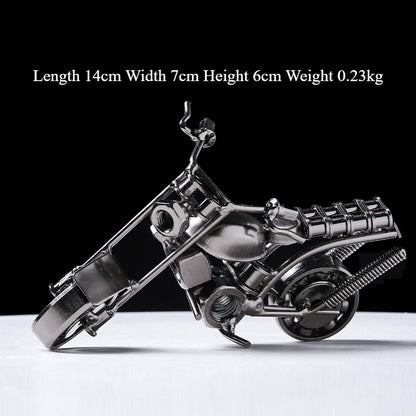Retro Metal Motorcycle Figurine – Electroplated Iron Sculpture for Desktop & Living Room
