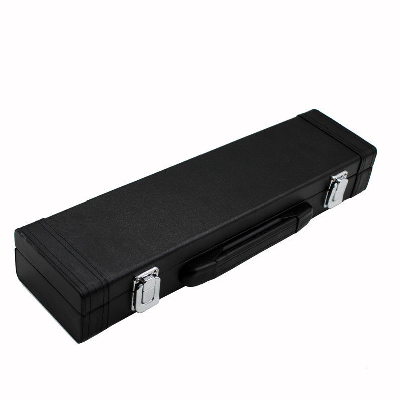 Black Leather Flute Case with Velvet Interior – Compact Protective Storage Box, Durable & Lightweight