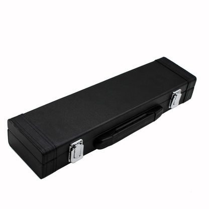Black Leather Flute Case with Velvet Interior – Compact Protective Storage Box, Durable & Lightweight