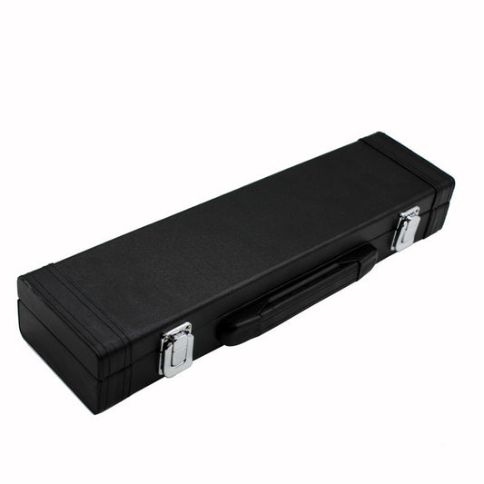 Black Leather Flute Case with Velvet Interior – Compact Protective Storage Box, Durable & Lightweight