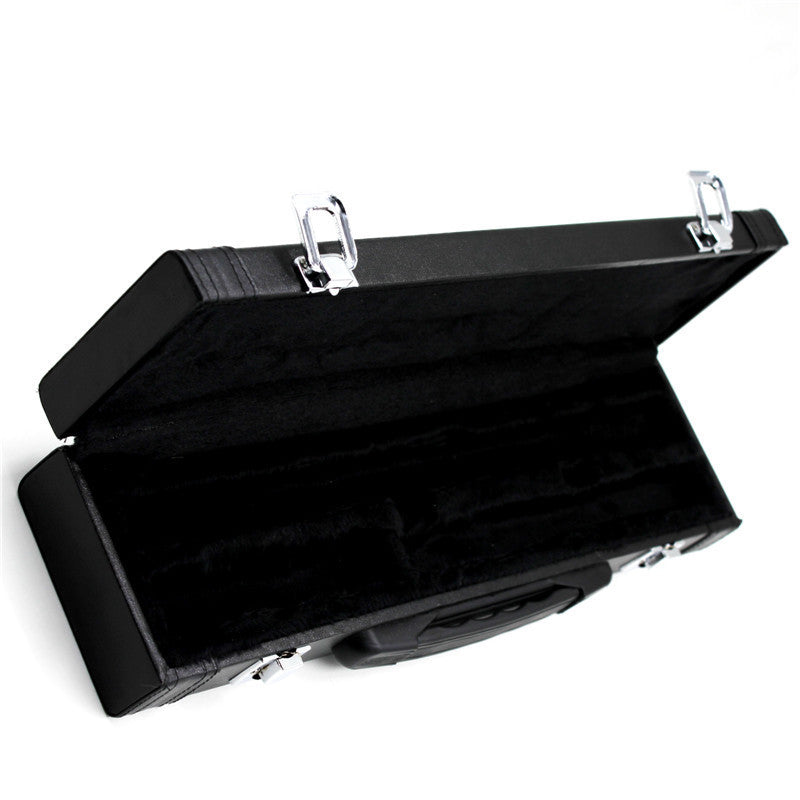 Black Leather Flute Case with Velvet Interior – Compact Protective Storage Box, Durable & Lightweight