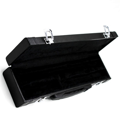 Black Leather Flute Case with Velvet Interior – Compact Protective Storage Box, Durable & Lightweight