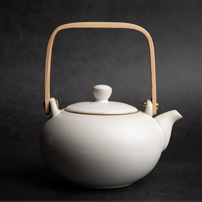 Handcrafted Pewter-Glazed Teapot - Retro Style Gongfu Tea Pot with Lotus Bud Design