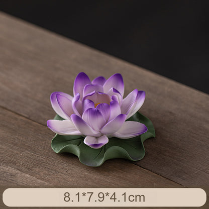 Handmade Ceramic Lotus Incense Holder - Zen Home Decor with Incense Slot, Tea Table & Altar Decoration