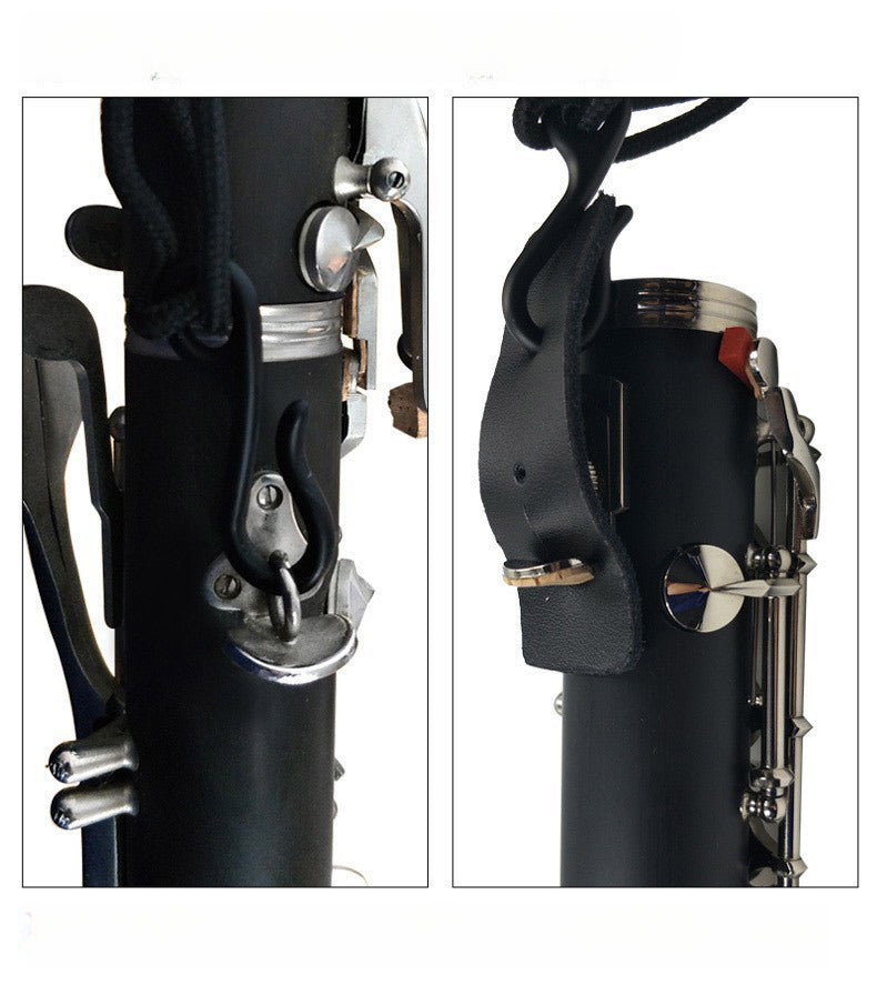 Clarinet/Oboe/Bassoon Neck Strap - Adjustable Leather & Nylon Strap with Metal Hook (4cm Wide, 43-58cm Length)