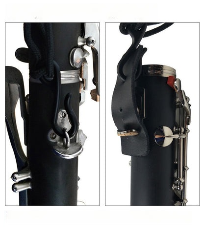 Clarinet/Oboe/Bassoon Neck Strap - Adjustable Leather & Nylon Strap with Metal Hook (4cm Wide, 43-58cm Length)