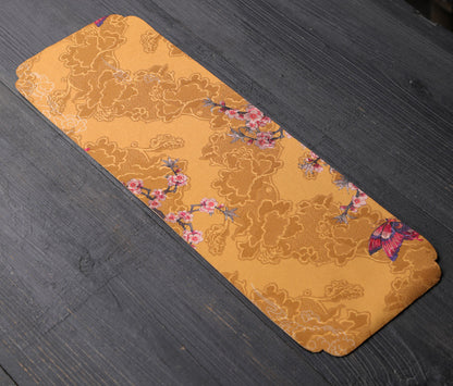 Silk Tea Ceremony Mat - Double-Sided Waterproof Tea Tray (45x15cm, Mulberry Silk with Non-Slip Base)