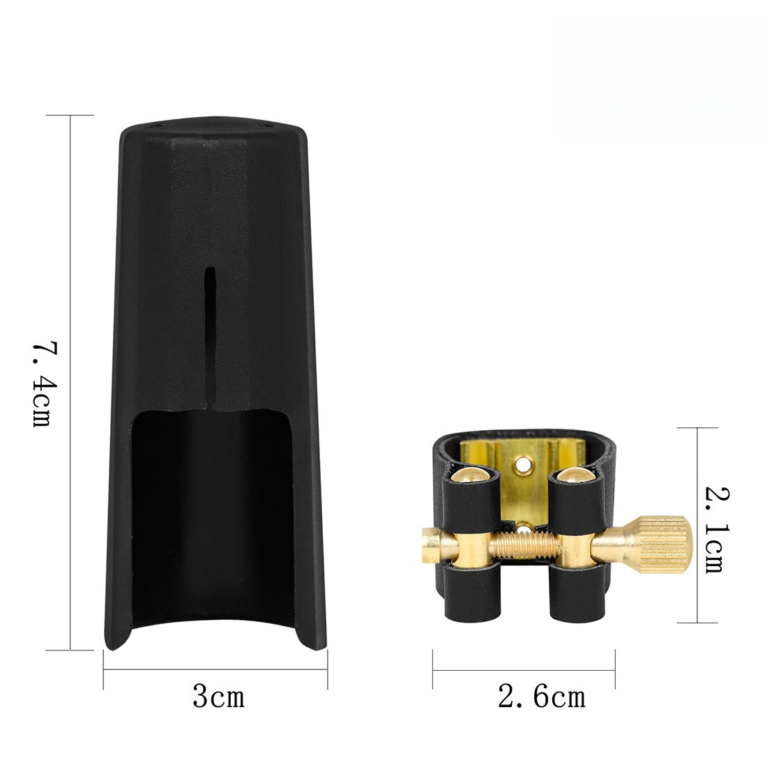 Leather & Metal Saxophone/Clarinet Ligature Cap Set – Universal Snap-On Clasp for Alto/Tenor/Soprano Sax (Black)