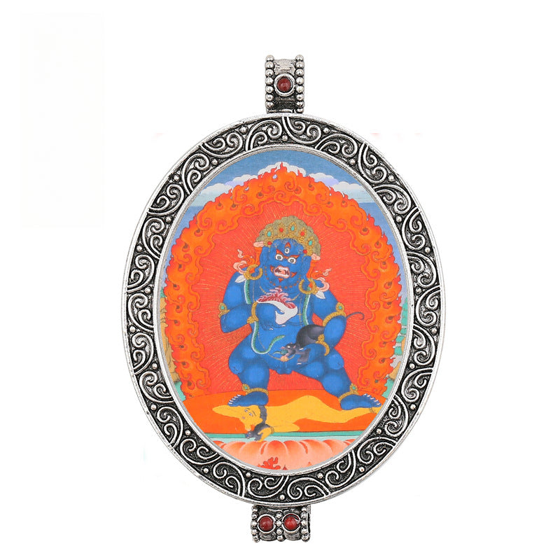 Thangka Pendant - Oval Design with Openable Micro Thangka Box