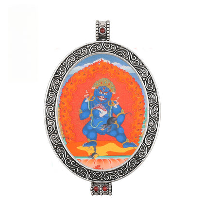 Thangka Pendant - Oval Design with Openable Micro Thangka Box