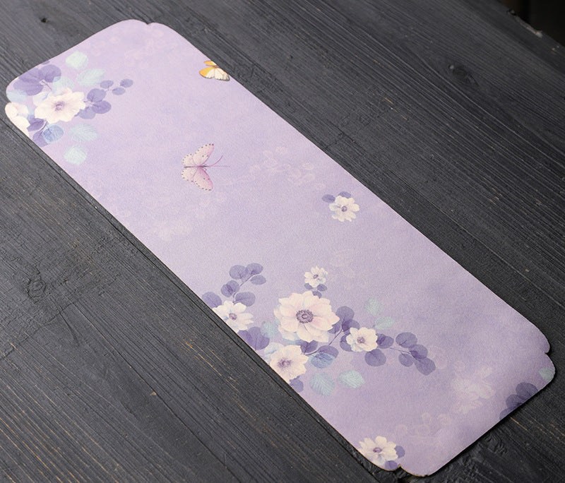 Silk Tea Ceremony Mat - Double-Sided Waterproof Tea Tray (45x15cm, Mulberry Silk with Non-Slip Base)