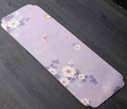 Silk Tea Ceremony Mat - Double-Sided Waterproof Tea Tray (45x15cm, Mulberry Silk with Non-Slip Base)