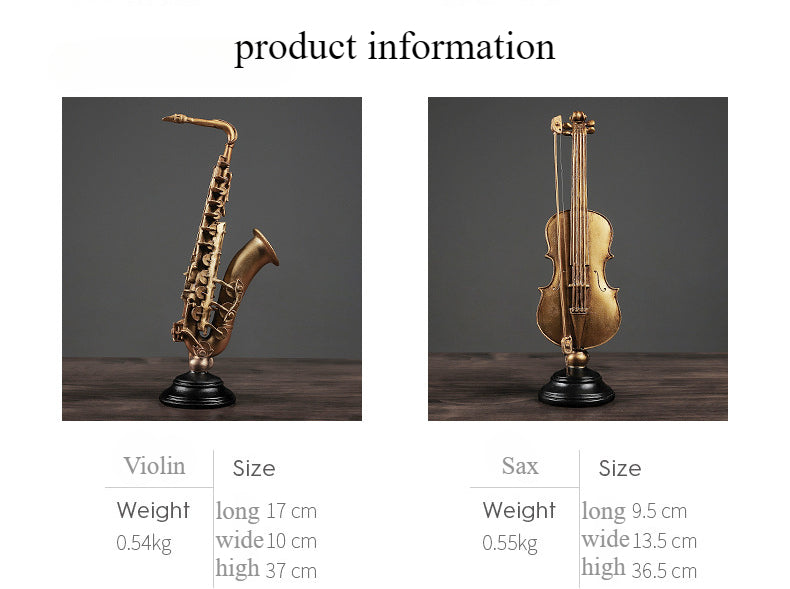 Chic Violin and Saxophone Figures for Home Decor, Living Room and Office Display
