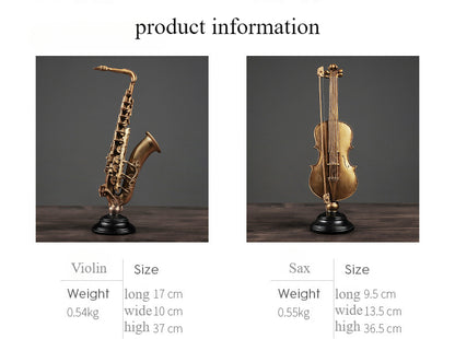 Chic Violin and Saxophone Figures for Home Decor, Living Room and Office Display