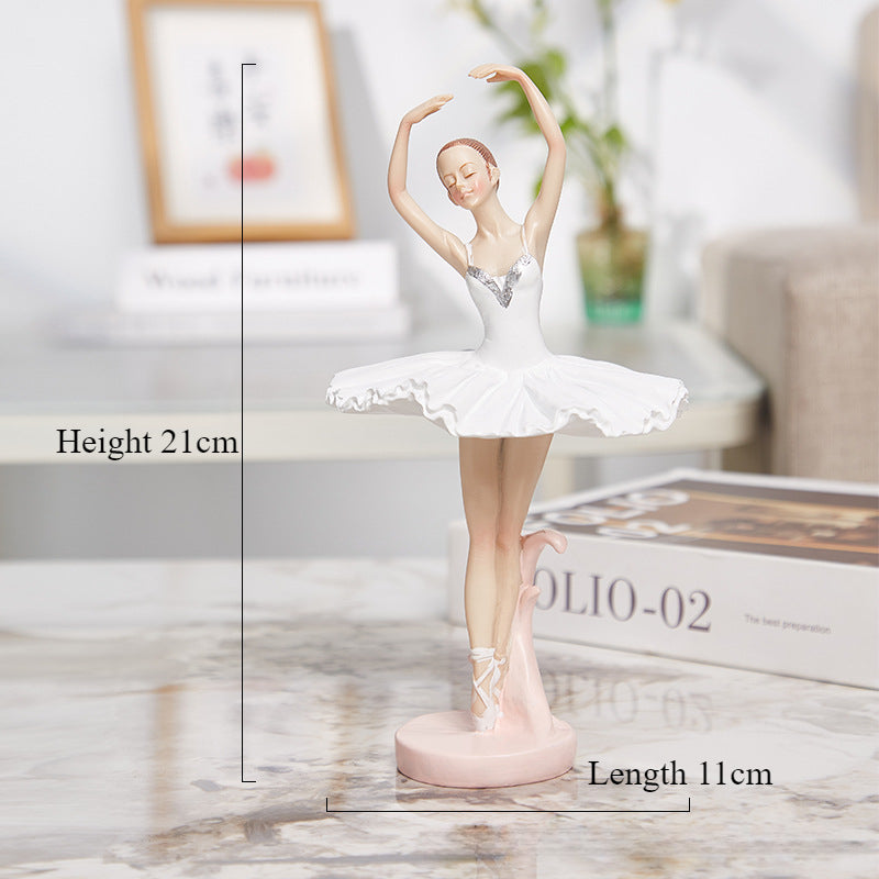 Dancing Girl Resin Figurine - Artistic Ballet Dancer for Room or Bookshelf Decoration