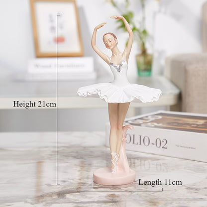 Dancing Girl Resin Figurine - Artistic Ballet Dancer for Room or Bookshelf Decoration