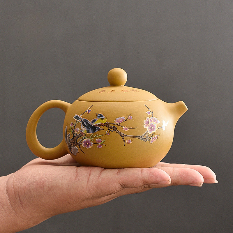 Duan Clay "Phoenix Song" Teapot - Color-Changing Purple Clay Teapot with Bird Song Effect (200ml, Two Styles)