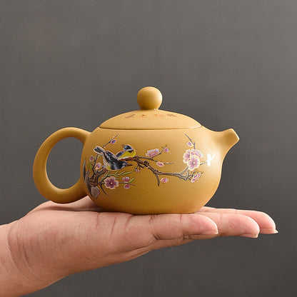 Duan Clay "Phoenix Song" Teapot - Color-Changing Purple Clay Teapot with Bird Song Effect (200ml, Two Styles)