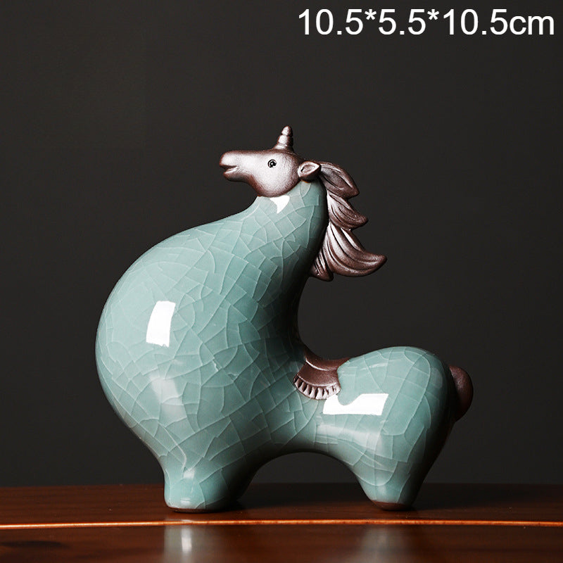 Ceramic Tang Horse Statue - Small Decorative Figurine for Home & Office, Lucky Zodiac Horse Decor