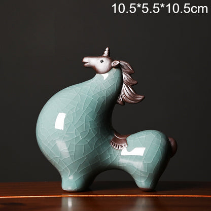 Ceramic Tang Horse Statue - Small Decorative Figurine for Home & Office, Lucky Zodiac Horse Decor