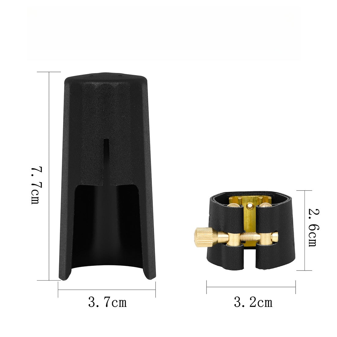 Leather & Metal Saxophone/Clarinet Ligature Cap Set – Universal Snap-On Clasp for Alto/Tenor/Soprano Sax (Black)