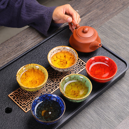 Jian Zhan Tea Cups Set – Natural Glaze Transformation, Dragon Egg & Bamboo Hat Cups, Ceramic Gongfu Tea Set with Gift Box