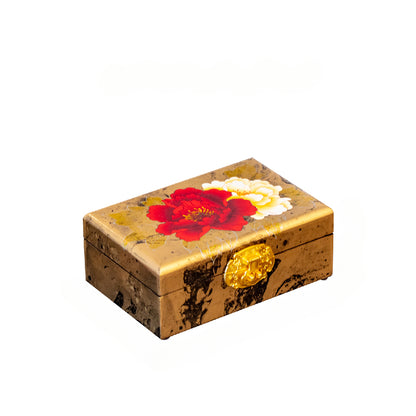 Artisan Lacquer Jewelry Box - Handcrafted Chinese Heritage Piece in Solid Wood, Vintage Floral Storage Case
