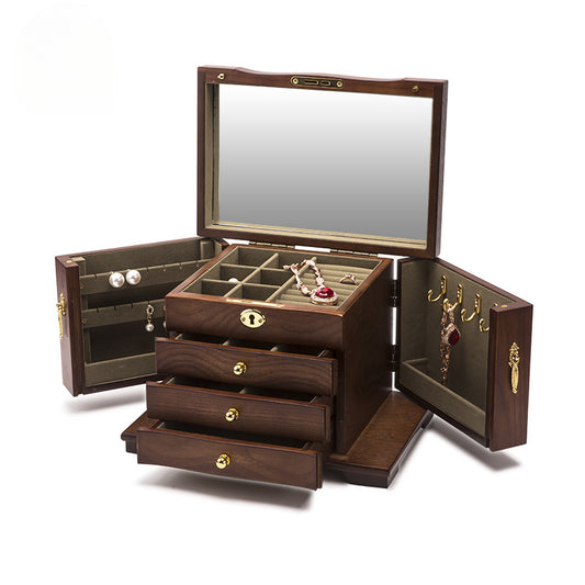 Luxury Wooden Jewelry Box with Lock - Antique European Jewelry Storage Case