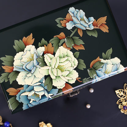 Vintage Hand-painted Chinese Intangible Cultural Heritage Jewelry Storage Box, Classical Traditional Lacquerware Jewelry Jewelry Box, Gift for Mother and Elders