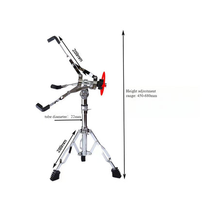 Adjustable Snare Drum Stand - Heavy-Duty Iron Drum Holder with Non-Slip Rubber Grips (450-680mm Height, 38x20x28mm Base)