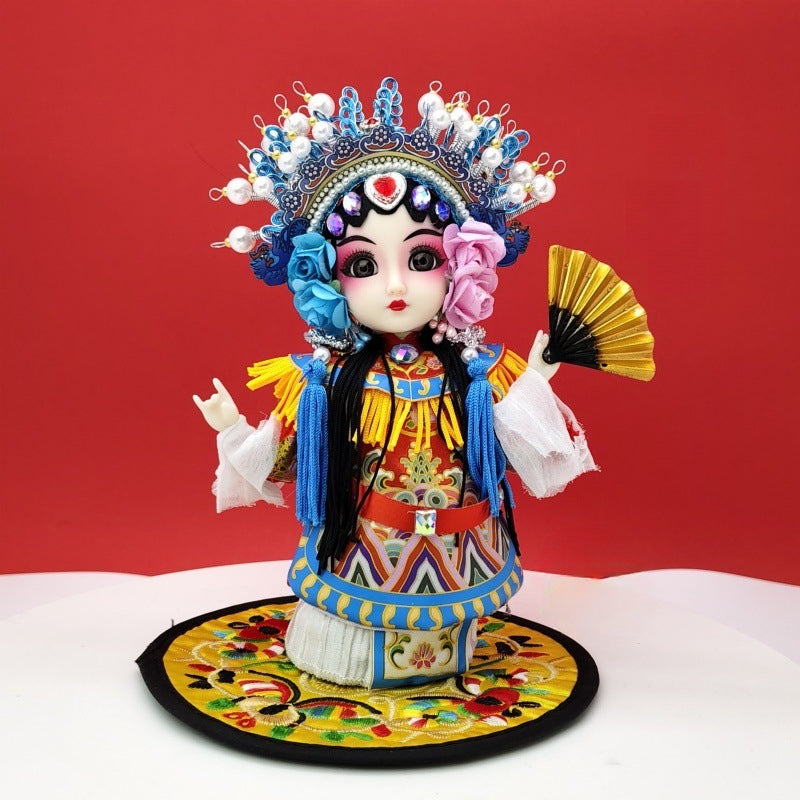 7-Inch Silk Chinese Opera Doll - Traditional Handmade Peking Opera Flower Dan Figurine