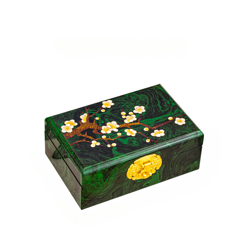 Artisan Lacquer Jewelry Box - Handcrafted Chinese Heritage Piece in Solid Wood, Vintage Floral Storage Case