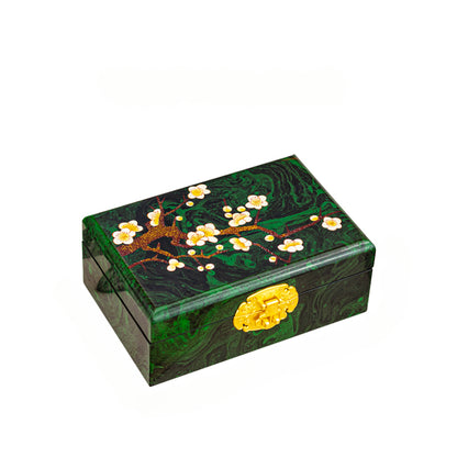 Artisan Lacquer Jewelry Box - Handcrafted Chinese Heritage Piece in Solid Wood, Vintage Floral Storage Case