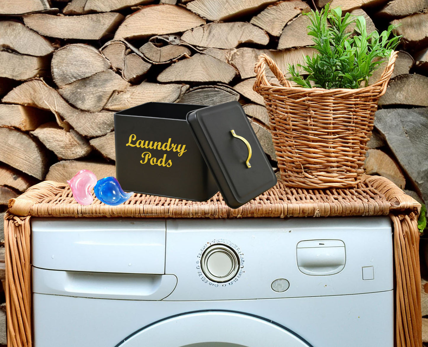 Laundry Pods Container for Laundry Room - Detergent Pods Holder with Lid Dryer Sheet Holder for Laundry Room Décor and Organization