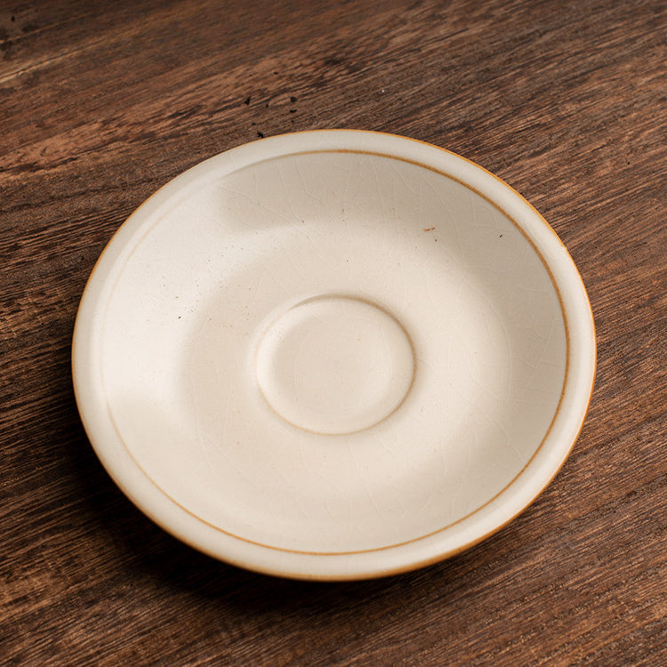 Yellow Ru Kiln Lidded Tea Bowl - Crackle Glaze Ceramic Three-Piece Set (150ml, Two Styles Available)