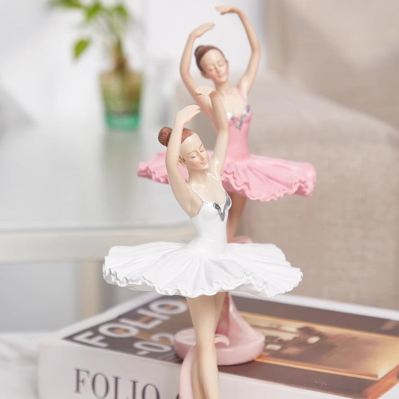 Dancing Girl Resin Figurine - Artistic Ballet Dancer for Room or Bookshelf Decoration