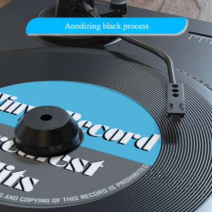 7-Inch Vinyl Record Adapter - Silver/Black Aluminum Stabilizer for 45 RPM Records