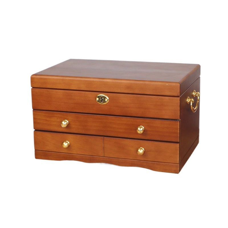 Wooden Jewelry Box with Lock - Vintage Velvet Lined Jewelry Organizer